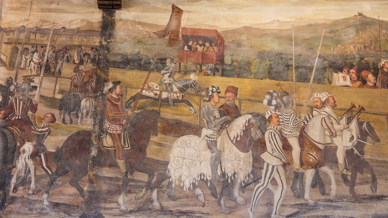 Il Romanino-414-Malpaga, castello - Visita di re Cristiani I di Danimarca - sala d'onore - dettaglio 3